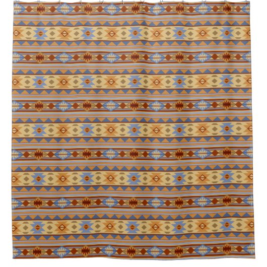 Southwest Pattern Design Rust Grey Gold Douchegordijn (Voorkant)