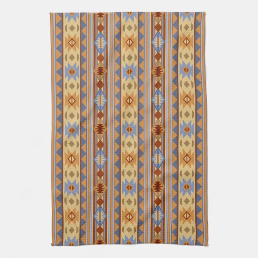 Southwest Pattern Design Rust Grey Gold Theedoek (Verticaal)