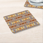 Southwest Pattern Design Rust Grey Gold Vierkante Kartonnen Onderzetter (Schuin)