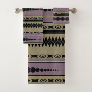Southwest Pattern Taupe, Plum, Grey, Black Bad Handdoek
