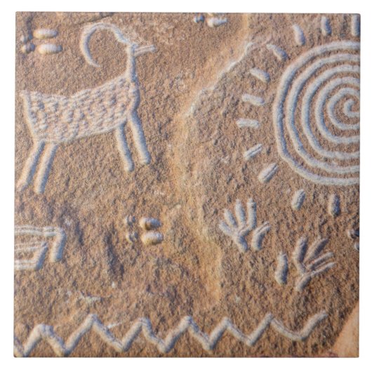 Southwest Petroglyph Ceramic Tile Tegeltje (Voorkant)