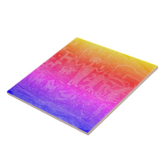 Southwest Petroglyph Deep Fluorescent Ceramic Tile Tegeltje (Zijkant)