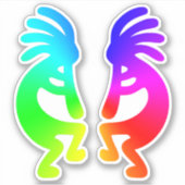 Southwest Rainbow Gradient Kokopelli Pair Sticker (Voorkant)