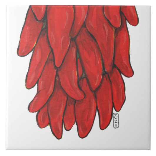 Southwest Red Chili Chili Ristra Mural Bottom Tile Tegeltje (Voorkant)