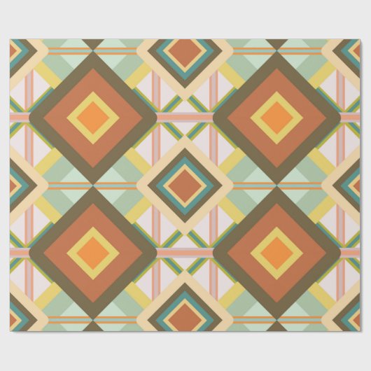 Southwest Retro Pop Art Diamonds Patroon Cadeaupapier (Vlak)