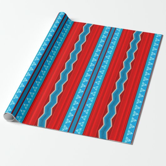 Southwest River Canyon Geometric Red Turquoise Cadeaupapier (Uitgerold)