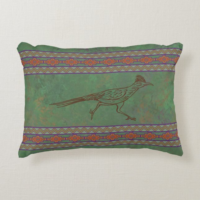 Southwest Roadrunner Sagebrush Green Accent Pillow Kussen (Voorkant)