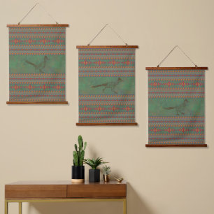 Southwest Roadrunner Sagebrush Green Geometric Set Hangend Wandkleed