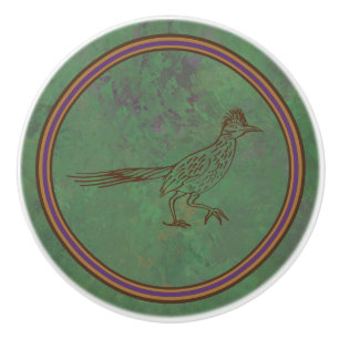 Southwest Roadrunner Scratching Sagebrush Green Keramische Knop