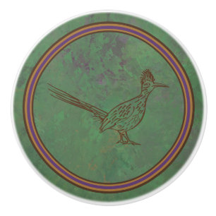 Southwest Roadrunner Standing Sagebrush Green Keramische Knop
