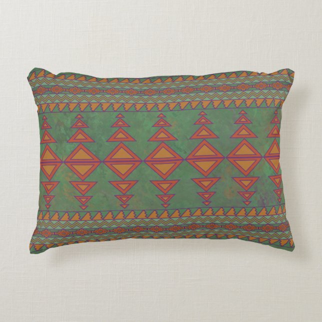 Southwest Sagebrush Green Geometric Design Accent Kussen (Voorkant)