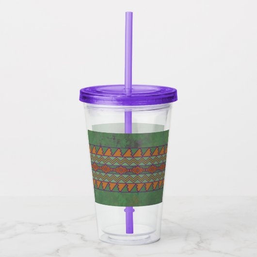 Southwest Sagebrush Green Geometric Design Acryl Drinkbeker (Voorkant)