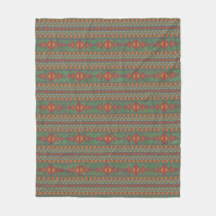 Southwest Sagebrush Green Geometric Design Fleece Deken