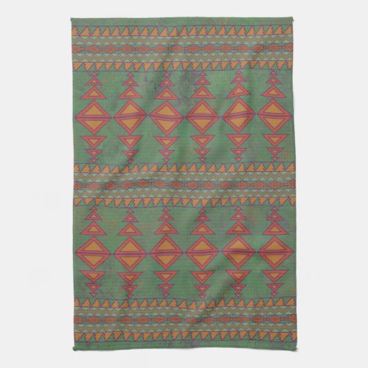 Southwest Sagebrush Green Geometric Design Theedoek (Verticaal)