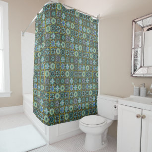 Southwest Style Talavera Tile Colorful Bathroom Douchegordijn