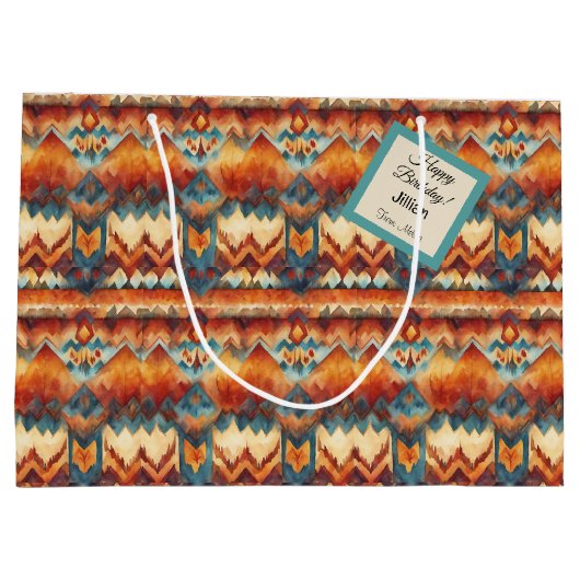 Southwest Style Waterverf Print Custom Gift Label Groot Cadeauzakje (Achterkant)