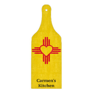 Southwest Style Zia Heart New Mexico Gold & Red Snijplank