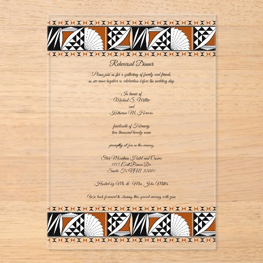 Southwest Sunrise Acryl Uitnodigingen (Voorkant)