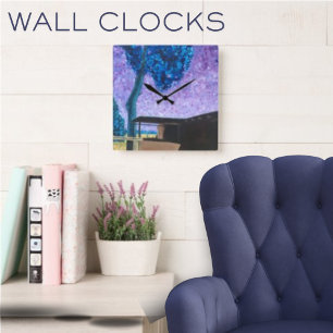 Southwest Sunset Clock Vierkante Klok