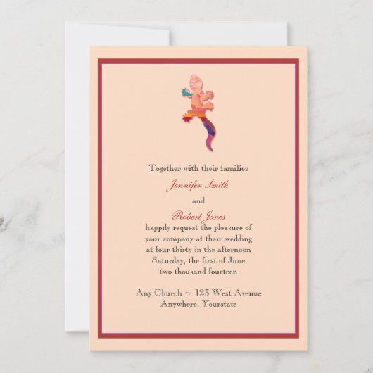 Southwest Sunset Lizard Wedding Invitation Kaart (Voorkant)