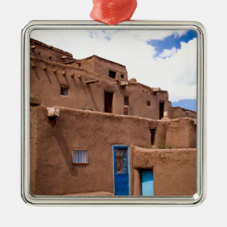 Southwest Taos Adobe Pueblo House New Mexico Metalen Ornament