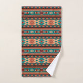 Southwest Tribal Pattern Turquoise Terracotta Bad Handdoek (Handdoek)
