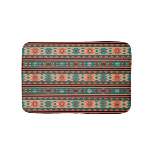 Southwest Tribal Pattern Turquoise Terracotta Badmat (Voorkant)