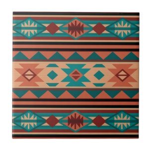 Southwest Tribal Pattern Turquoise Terracotta Tegeltje