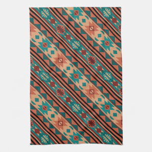 Southwest Tribal Pattern Turquoise Terracotta Theedoek