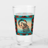 Southwest Tribal Wolf Glass Cup Glas (Achterkant)