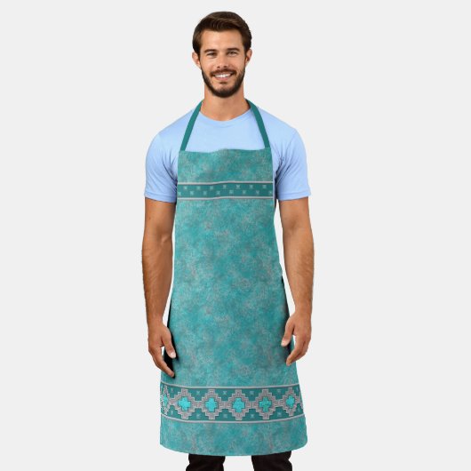 Southwest Turquoise Geometric Pattern Schort (Gedragen)
