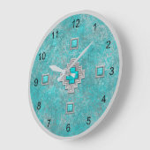 Southwest Turquoise Rock Geometric Pattern Grote Klok (Hoek)