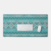 Southwest Turquoise Stone Geometric Pattern Bureaumat (Keyboard & Muis)