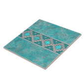 Southwest Turquoise Stone Geometric Pattern Tegeltje (Zijkant)