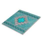 Southwest Turquoise Stone Geometric Pattern Tegeltje (Zijkant)