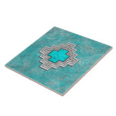 Southwest Turquoise Stone Geometric Pattern Tegeltje (Zijkant)