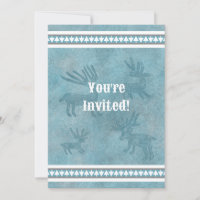 Southwest Winter Deer Blue Flat Holiday Invitation
