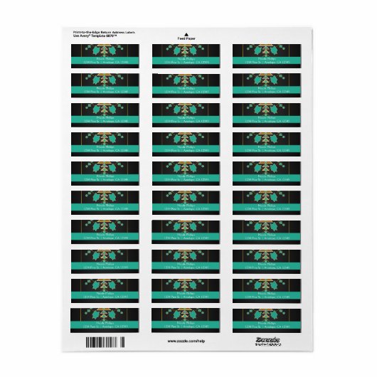 Southwester Turquoise Black Gold Adresetiketten Etiket (Full Sheet)