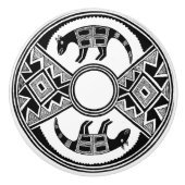 Southwestern Art Wolves Ancient Mimbres Pottery Keramische Knop (Voorkant)