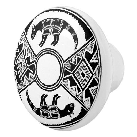 Southwestern Art Wolves Ancient Mimbres Pottery Keramische Knop (Rechts)