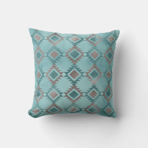 Southwestern Aztec Pattern Blauwgroen Blue Kussen