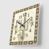 Southwestern Cactus Clock Vierkante Klok (Hoek)