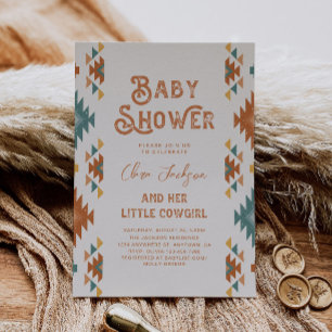 Southwestern Cowgirl Baby shower Invitation Kaart