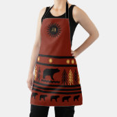 Southwestern Deep Redwood Navajo Black Bear Apron Schort (Insitu)