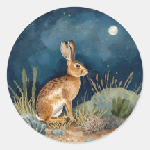 Southwestern Desert Jackrabbit with Moon