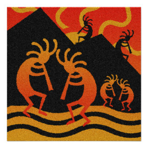Southwestern Desert Sunset Kokopelli Perfect Poster