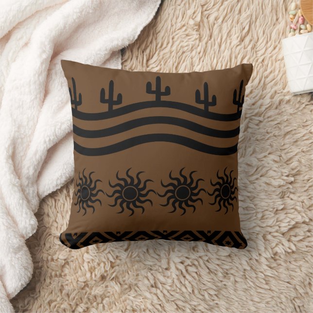 Southwestern Design Oreiller noir et Brown (Couverture)