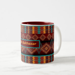 Southwestern geometrisch etnisch patroon tweekleurige koffiemok