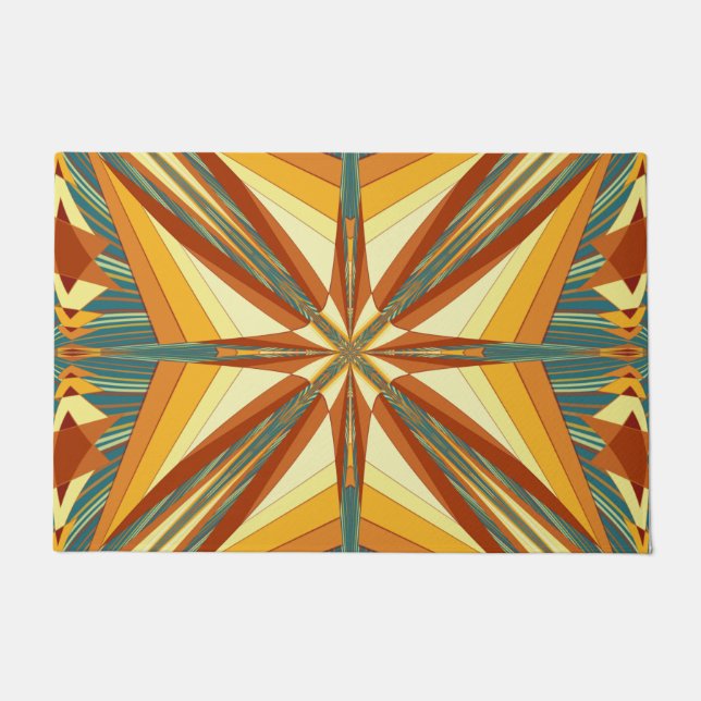 Southwestern Golden Sun Rays Indian Blanket Design Deurmat (Voorkant)