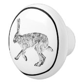 Southwestern Jackrabbit Design Black en White Keramische Knop (Rechts)